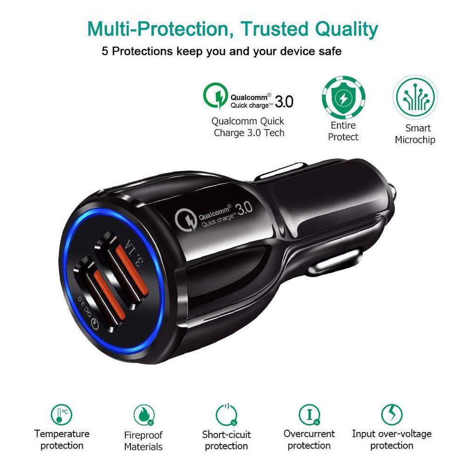 Dual Maxboost Car USB Quick Charger QC 3.0 by Glow Recharge™