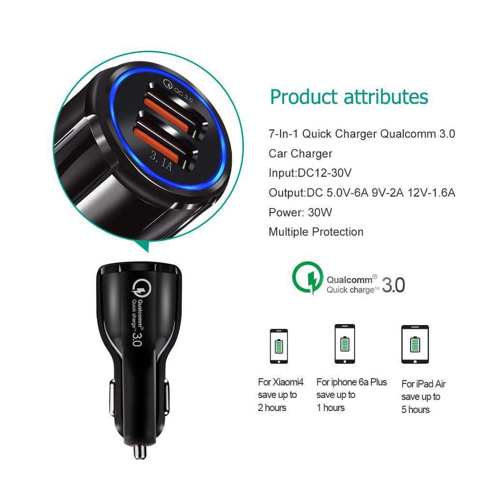 Dual Maxboost Car USB Quick Charger QC 3.0 by Glow Recharge™